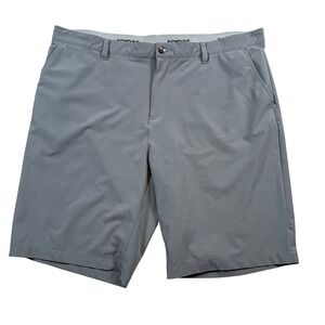 Adidas 365 Golf Shorts Mens 42 Grey Flat Front Stretch Polyester Spandex